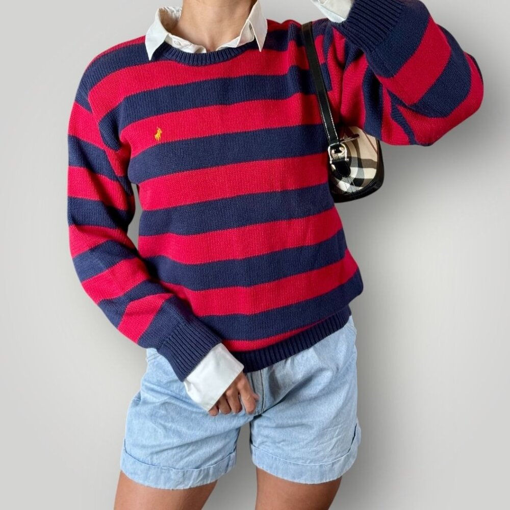 Polo by Ralph Lauren Red and Blue Striped Sweater